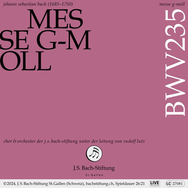 Missa in G / Cantata / Suite in a cover
