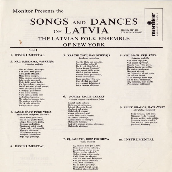 Latvian Folk Ensemble of New York, Vol. 1 cover