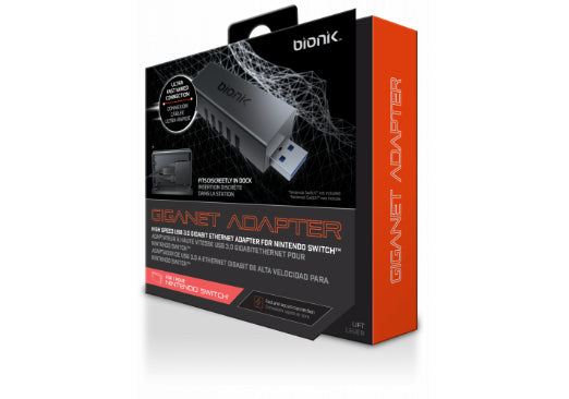 Bionik Giganet Adapter USB 3.0 to Wired Ethernet: Compatible with Nintendo Switch, Fully Hidden In-Dock Size, Gigabit 10/100/1000 LAN Port, High Airflow Grill Pattern