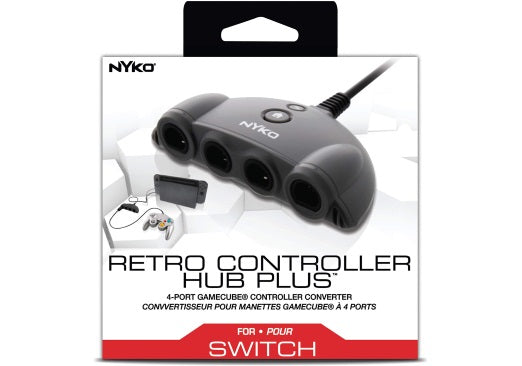 Nyko Retro Controller Hub Plus – 4 Port GameCube Controller Adapter with Turbo and Home Button for Nintendo Switch